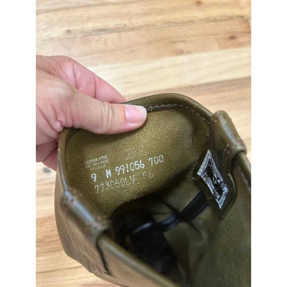 Frye Harness 12R Boots Mens Olive Green Leather Biker Square Toe Grunge 9